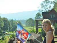 Svenja enjoys the morning at our vacation home