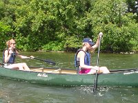 Svenja and Annika in a canoe on the Shenandoah River