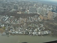 Fort Lee, NJ. Small houses along River Road on a shallow part of the Hudson river bank.